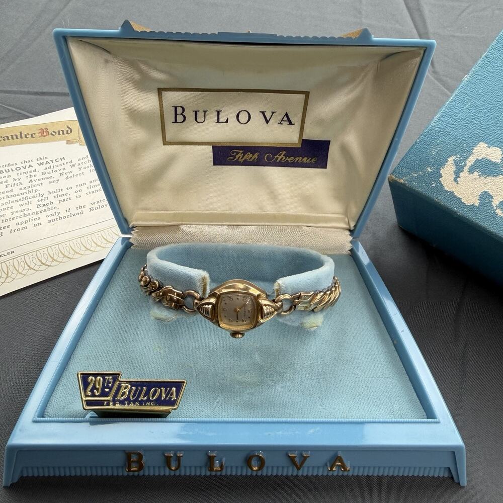Bulova 1955 Elizabeth A 6705 Women’s 17J Watch Box Papers